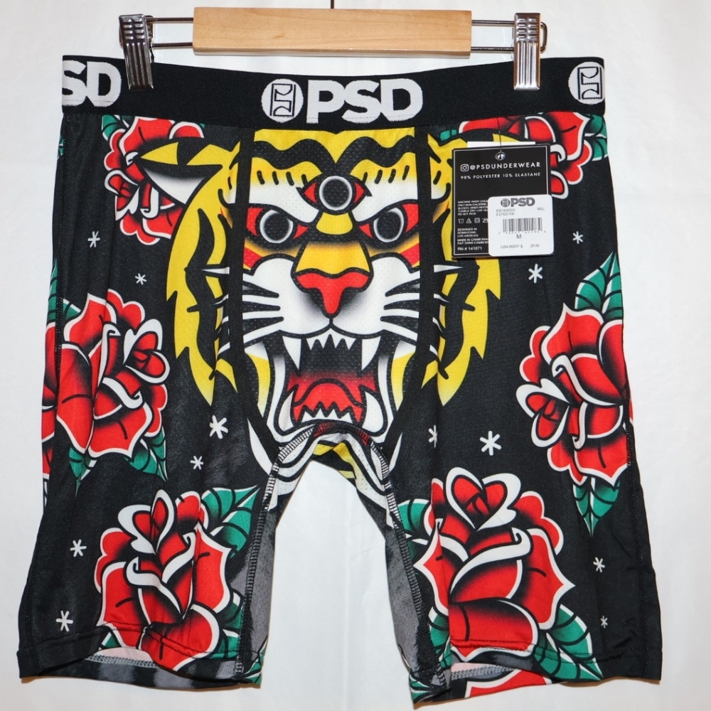 PSD 3-Eyed Fierce Tiger and Roses Boxer Briefs. Medium. NWT.